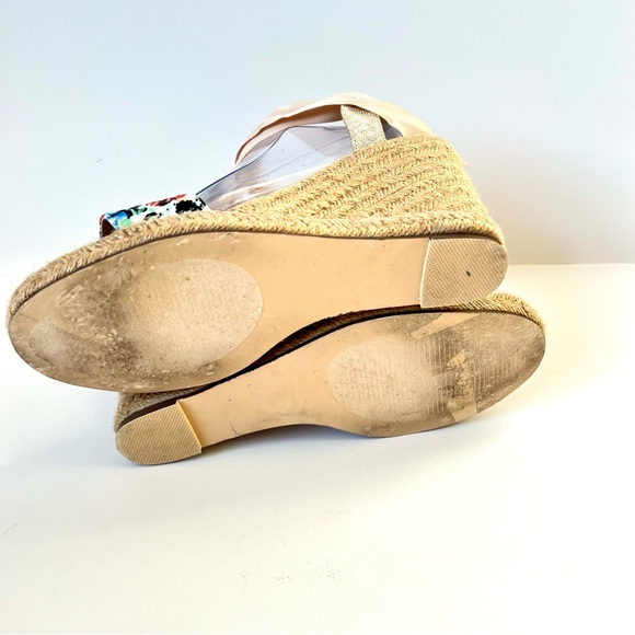 JUST FAB Rhondia Floral Espadrille Ankle Strap Wedge Sandals—SZ. 9 - Picture 10 of 11